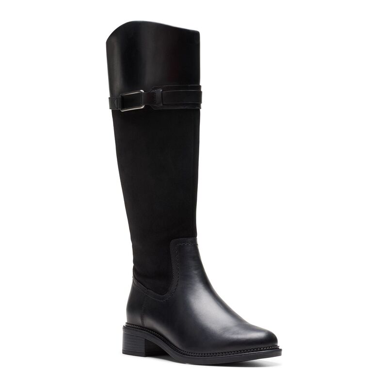 クラークス レディース シューズ ブーツ・レインブーツ なめし革 Clarks Maye Carly Women\u0027s Leather Knee-High Boots Black 黒いこと