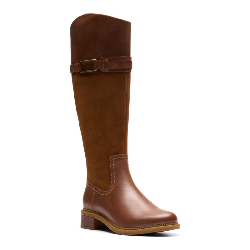 クラークス レディース シューズ ブーツ・レインブーツ なめし革 Clarks Maye Carly Women\u0027s Leather Knee-High Boots Tan タン