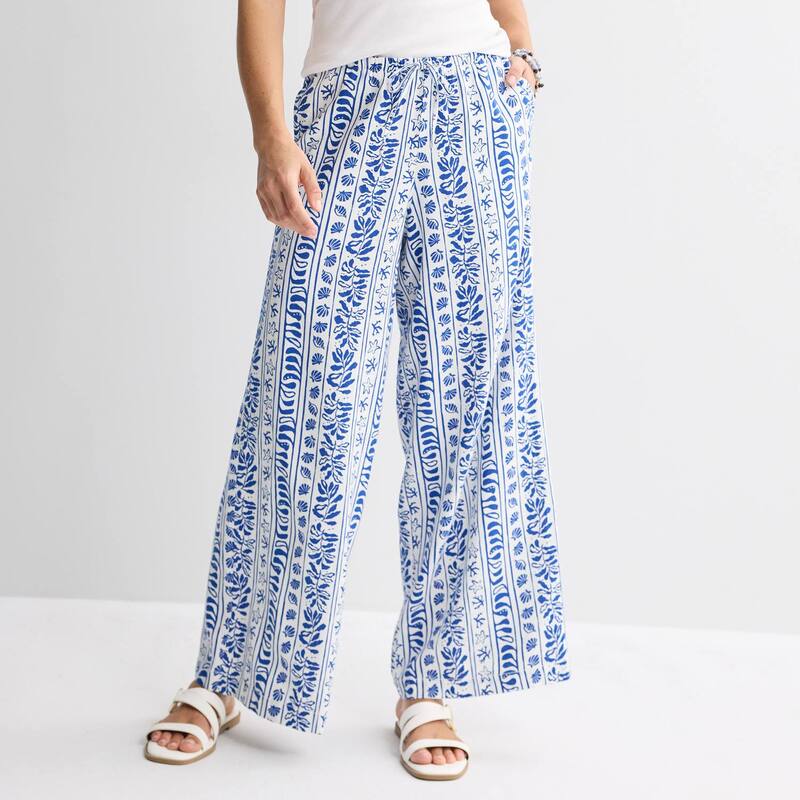ソノマ レディース ボトムス カジュアルパンツ リネン Women'sonoma Goods For Life Mid Rise Linen Pants Cobalt Leaf Stripe コバルト|ReVida 店