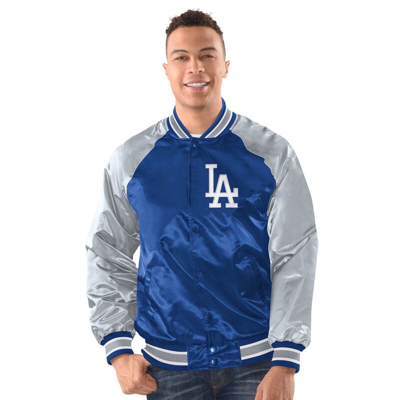 クランク レディース アウター 上衣・上衣 Men\u0027starteroyal/Gray Los Angeles Dodgers Raglan Blitz Varsity Jacket Lad Blue 青碧