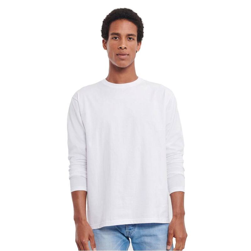 ラッセルアスレチック レディース トップス ティーシャツ 長袖 Russell Athletic Russell Mens Plain Classic Long-Sleeved T-Shirt White 白いこと