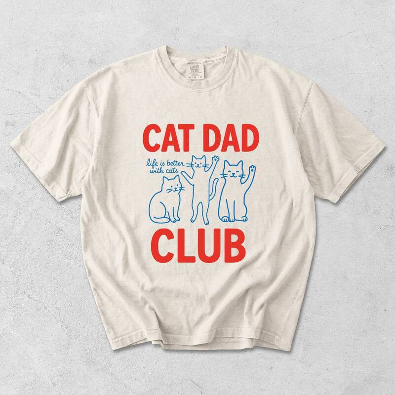 Simply Sage Market レディース トップス ティーシャツ グラフィック Simply Sage Market Cat Dad Club Outline - Men\u0027s Garment Dyed Graphic T-Shirt Ivory 象牙色