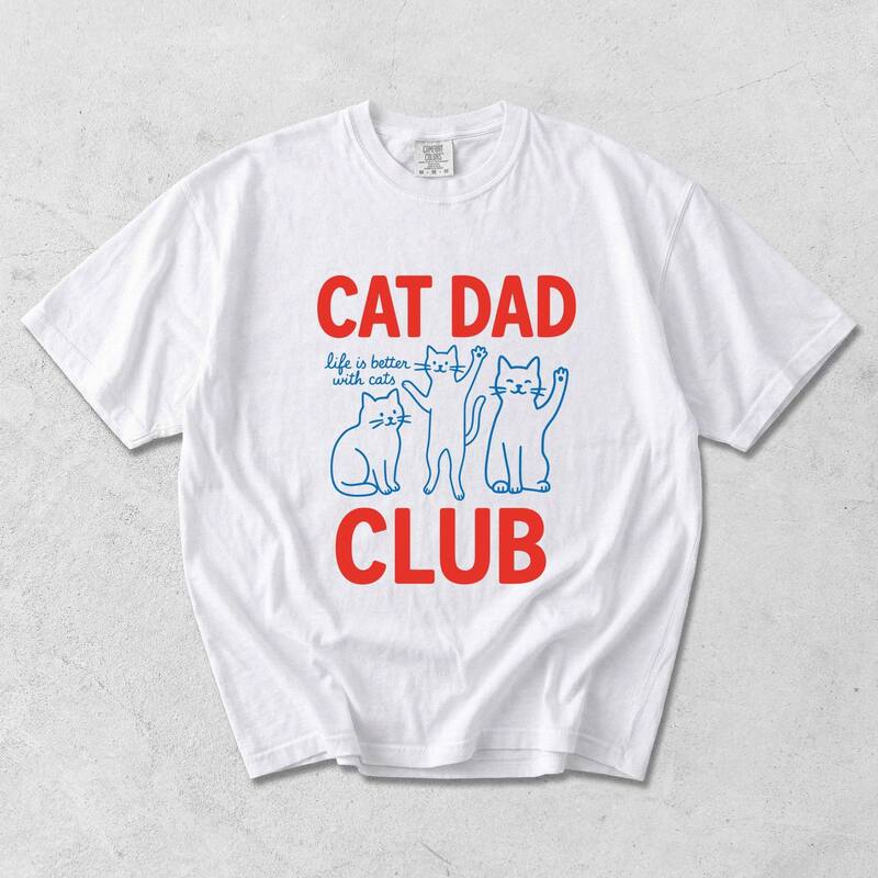 Simply Sage Market レディース トップス ティーシャツ グラフィック Simply Sage Market Cat Dad Club Outline - Men\u0027s Garment Dyed Graphic T-Shirt White 白いこと