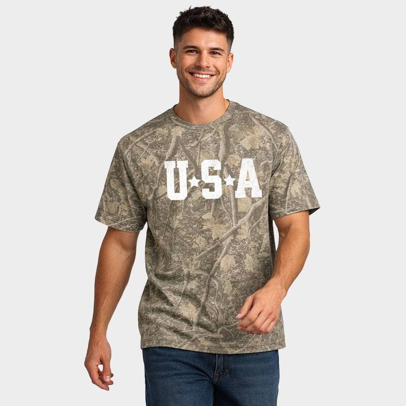 Simply Sage Market レディース トップス Tシャツ Simply Sage Market USA Stars - Men's Heavyweight Crew Camo|ReVida 店