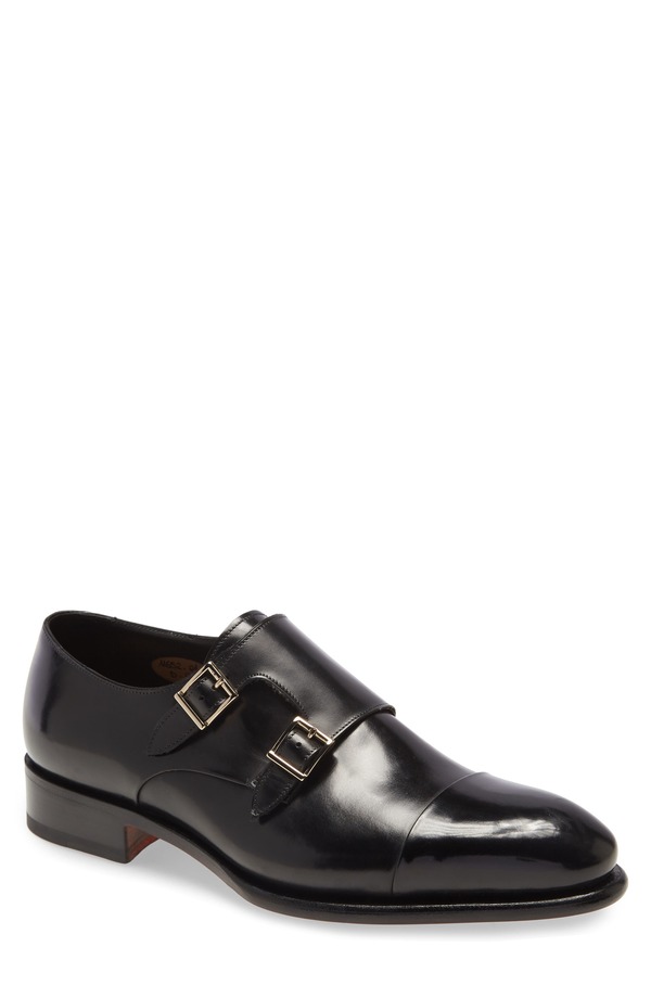 サントーニ メンズ シューズ モンクストラップ モンク SantoniRA Double Monk Strap Shoe Black 黒いこと