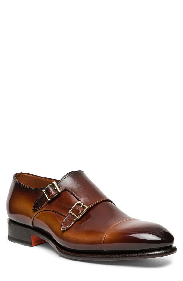 サントーニ メンズ シューズ モンクストラップ モンク SantoniRA Double Monk Strap Shoe Dark Brown 赤銅色