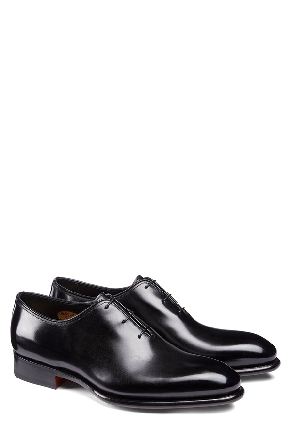 サントーニ メンズ シューズ 力くらべ Santoni People Plain Toe Derby Black 黒いこと