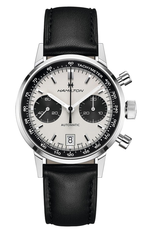ハミルトン メンズ アクセサリー 腕時計 レザー Hamilton American Classic Intra-Matic Automatichronograph Leather Strap Watch, 40mm White ホワイト|ReVida 店