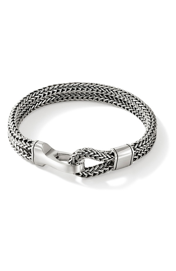 ジョン・ハーディー メンズ 付属物 ブレスレット・バングル・アンクレット John Hardy Hook Clasp Bracelet, Silver, Double Row Silver しろがね色 ブレスレット-ジュエリー・アクセサリー-メンズジュエリー・アクセサリー