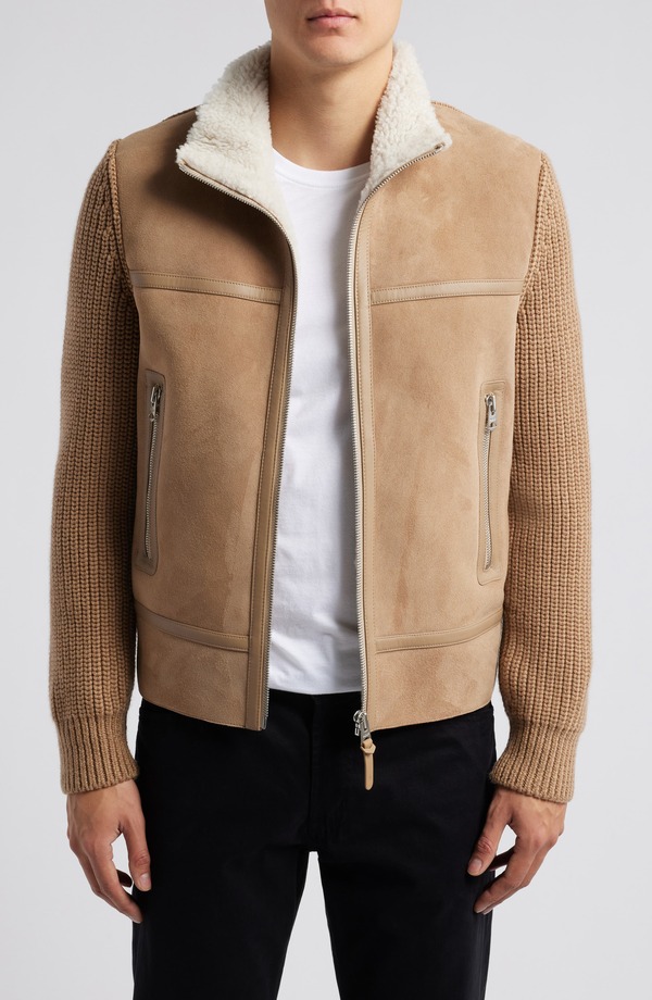 マッカージュ メンズ アウター 上衣・上衣 羊毛 Mackage Jonathan Mixed Media Merino Wool \u0026 Shearling Jacket Light Camel-Natural 駱駝