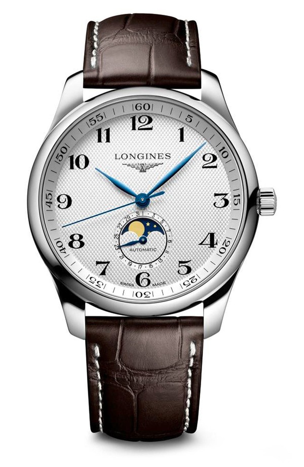ロンジン メンズ アクセサリー 腕時計 レザー Longines Master Collection Moonphase Automatic Leather Strap Watch, 42mm White ホワイト|ReVida 店