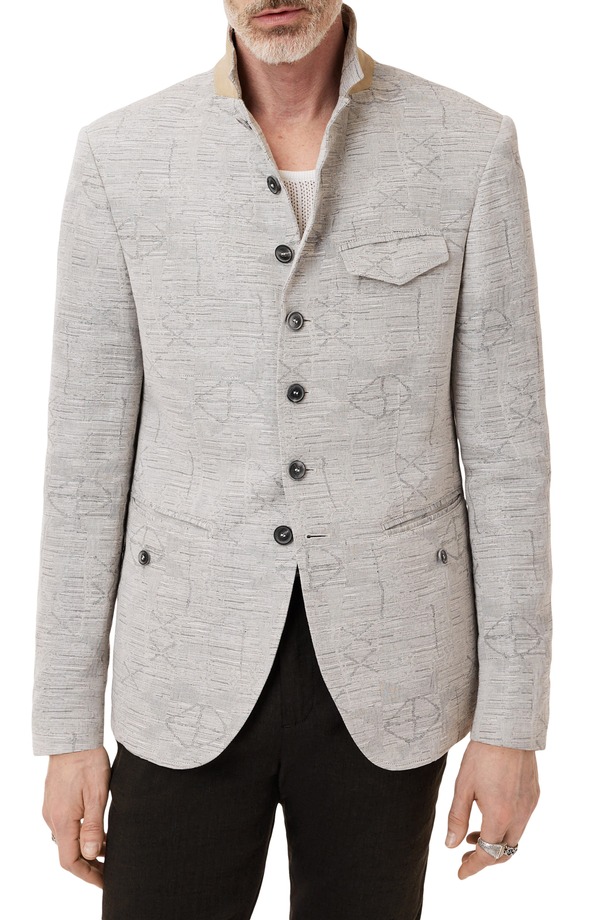 ジョンバルベイトス メンズ アウター 上衣・上衣 綿織物 リネン John Varvatos Ollie Cotton \u0026 Linen Blend Jacquard High Button Jacketwine