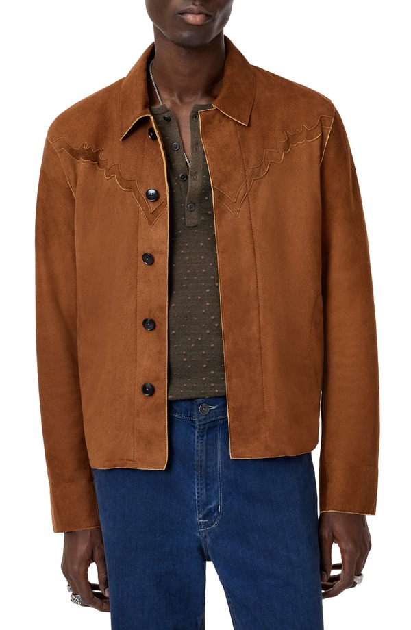 ジョンバルベイトス メンズ アウター ジャケット・ブルゾン スエード John Varvatos Marlee Suede Western Jacket Balsa|ReVida 店