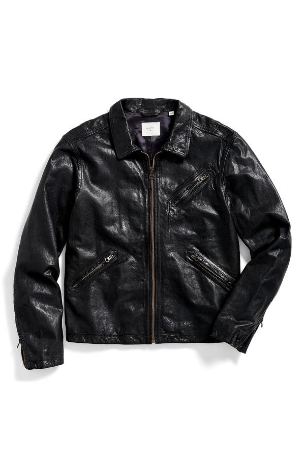 ビリーレイド メンズ アウター ジャケット・ブルゾン レザー Billy Reid Blake Tumbled Lambskin Leather Jacket Black ブラック