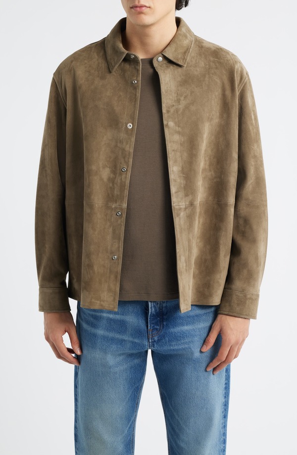 フレーム メンズ アウター ジャケット・ブルゾン シャツ スエード FRAME Suede Shirt Jacket Dark Beige ベージュ