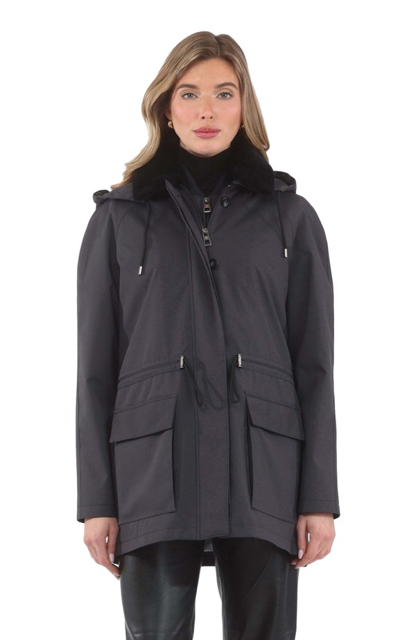 ゴルスキ レディース アウター ジャケット・ブルゾン パーカー ベスト GORSKI Parka with Removable Hood And Vest Anthracite/Black ブラック
