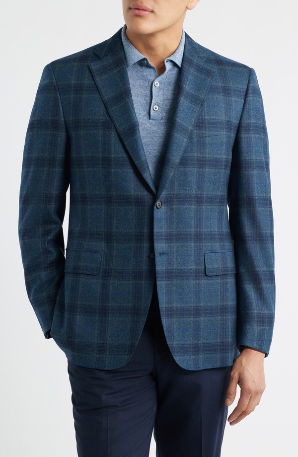 カナーリ メンズ アウター 上衣・上衣 レギュラー填まる 羊毛 厚地の外套 Canali Siena Regular Fit Windowpane Check Brushed Wool Sport Coat Green 緑であること