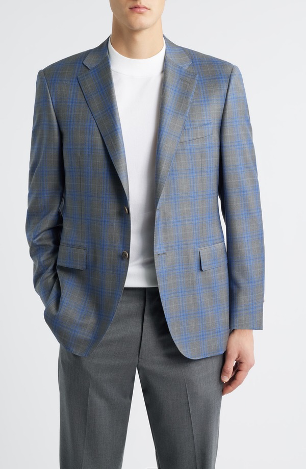 カナーリ メンズ アウター 上衣・上衣 レギュラー填まる 羊毛 厚地の外套 Canali Siena Regular Fit Grey Shadow Check Wool Sport Coat Grey 薄墨色
