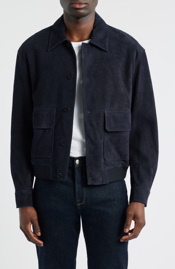 ひな形 メンズ アウター 上衣・上衣 スエードクロス FRAME Suede Jacket Dark Navy 米国海軍