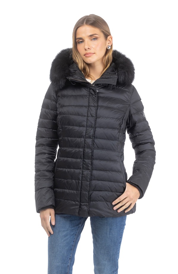 ゴルスキ レディース アウター ジャケット・ブルゾン GORSKI Apres-Ski Horizontal Short Jacket With Detachable Genuine Shearling Hood Trim Black/Black ブラック