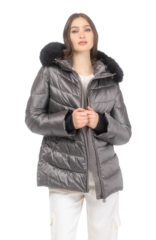 ゴルスキ レディース アウター ジャケット・ブルゾン GORSKI Apres-Ski Mid Jacket With Detachable Genuine Shearling Hood Trim Greige/Black ブラック