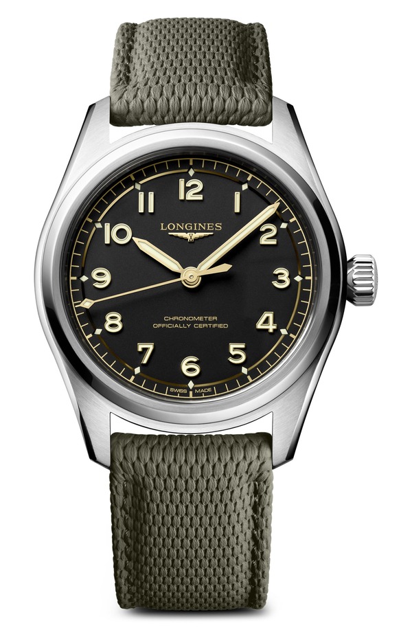 ロンジン メンズ アクセサリー 腕時計 Longinespirit Pilot NATO Strap Watch, 39mm Black ブラック|ReVida 店