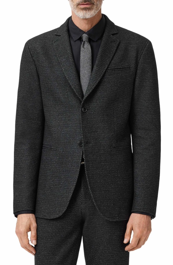 ジョンバルベイトス メンズ アウター 上衣・上衣 羊毛 綿織物 John Varvatos Alllen Charcoal Grey Textured Stretch Wool \u0026 Cotton Blend Suit Jacket Charcoal 濃灰色