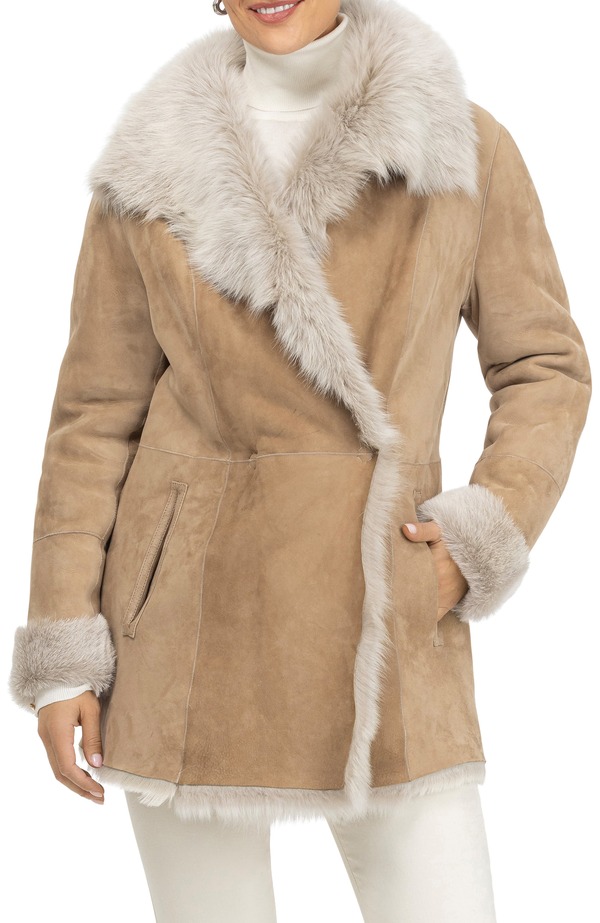ゴルスキ レディース アウター ジャケット・ブルゾン GORSKI Merino Genuine Shearling Short Jacket Arctic Beige Brisa ベージュ