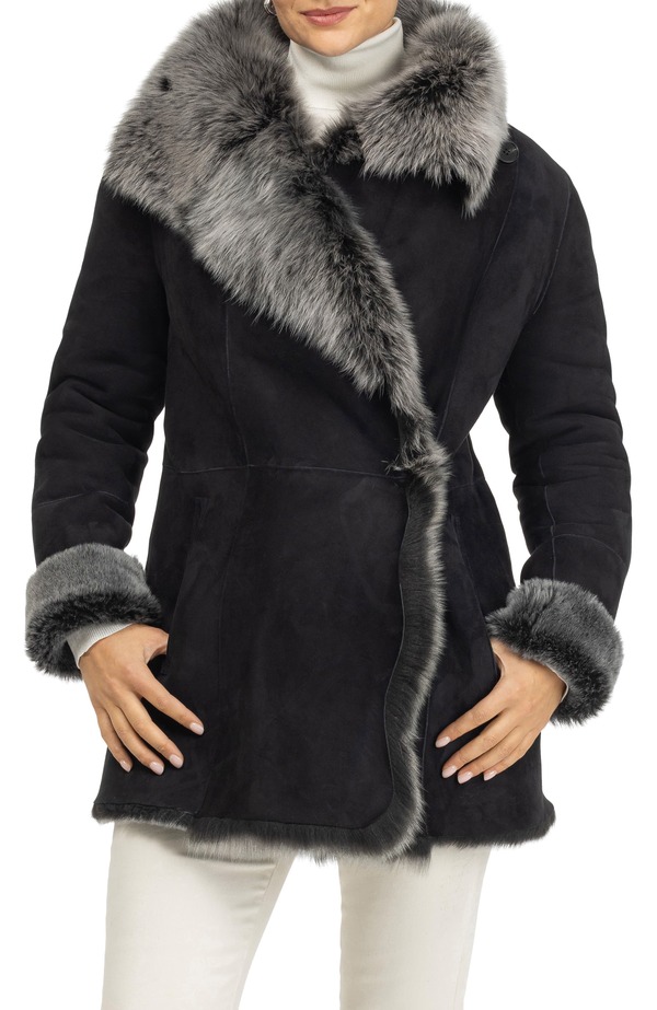 ゴルスキ レディース アウター ジャケット・ブルゾン GORSKI Merino Genuine Shearling Short Jacket Black Brisa ブラック
