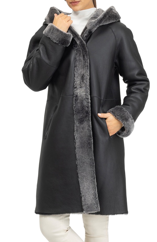 ゴルスキ レディース アウター ジャケット・ブルゾン パーカー GORSKI Merino Shearling Hooded Parka Black Brisa ブラック