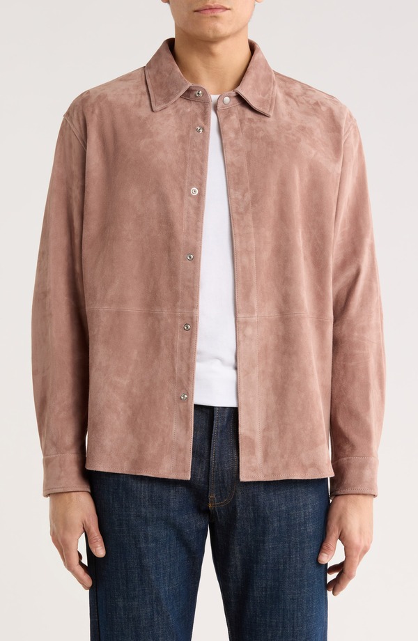 ひな形 メンズ アウター 上衣・上衣 プルオーバー スエードクロス FRAME Suede Shirt Jacket Smoky Mauve