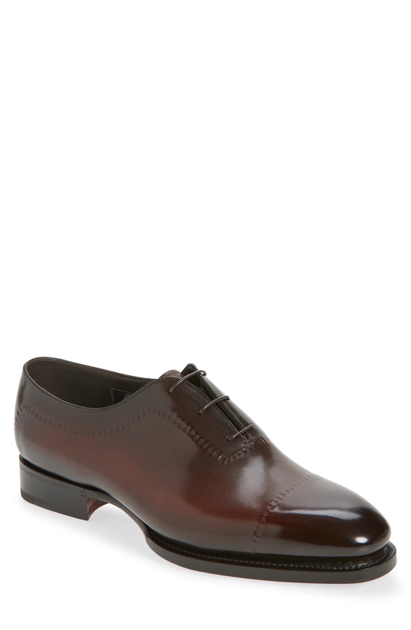 サントーニ メンズ シューズ 旗がしら Santoni Zephyr Faux Cap Toe Wholecut Shoe Dark Brown-T60 赤銅色