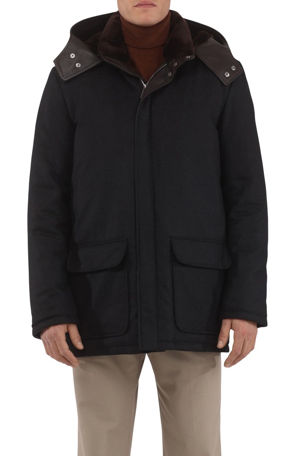 ゴルスキ メンズ アウター ジャケット・ブルゾン パーカー ウール GORSKI Mens Wool And Cashmere Blend Parka with Genuine Shearling Lining Black/Brown ブラック