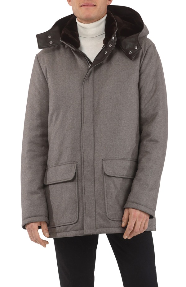 ゴルスキ メンズ アウター ジャケット・ブルゾン パーカー ウール GORSKI Mens Wool And Cashmere Blend Parka with Genuine Shearling Lining Taupe/Brown ブラウン