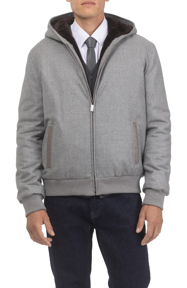 ゴルスキ メンズ アウター ジャケット・ブルゾン ウール GORSKI Mens Wool And Cashmere Jacket with Genuine Shearling Liningray/Brown グレー