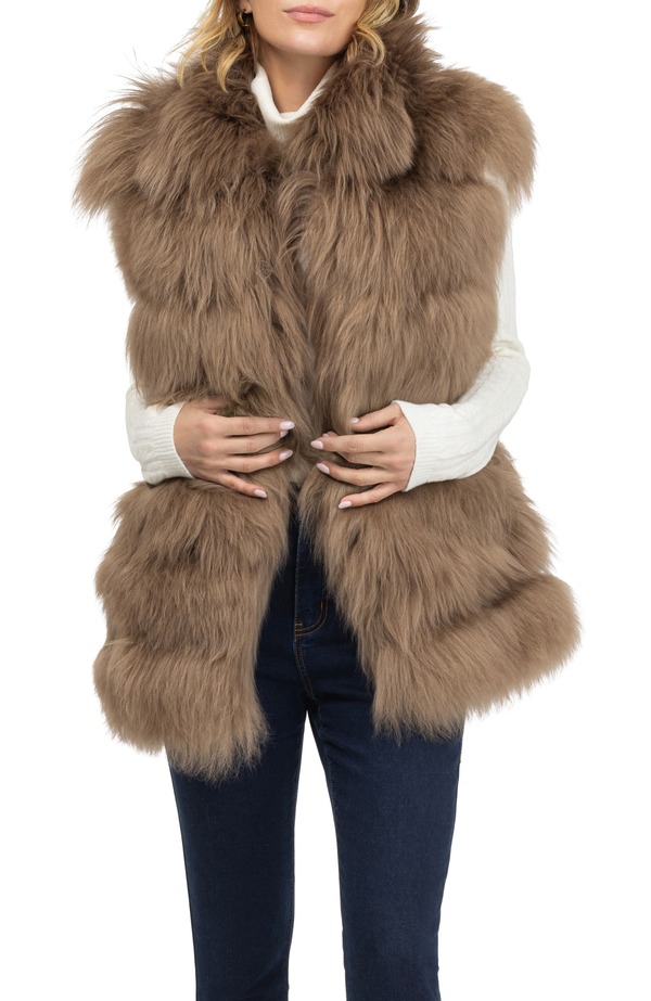 ゴルスキ レディース アウター ジャケット・ブルゾン ベスト GORSKI Genuine Shearling Vest Camel キャメル