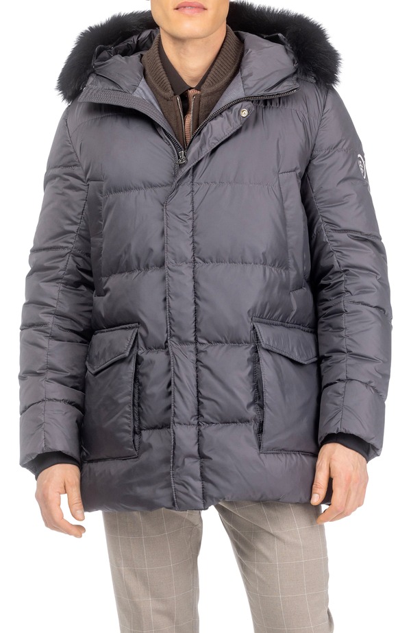 ゴルスキ メンズ アウター 上衣・上衣 GORSKI Mens Apres-Ski Jacket with Detachable Genuine Shearling Hood Trim Anthracite/Black 黒いこと