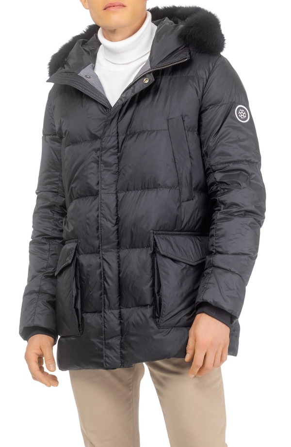 ゴルスキ メンズ アウター 上衣・上衣 GORSKI Mens Apres-Ski Jacket with Detachable Genuine Shearling Hood Trim Black/Black 黒いこと