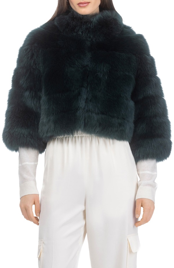ゴルスキ レディース アウター 上衣・上衣 クロップド GORSKI Genuine Shearling Bolero, Cropped Sleeves Emerald エメラルド レディースファッション-コート・ジャケット