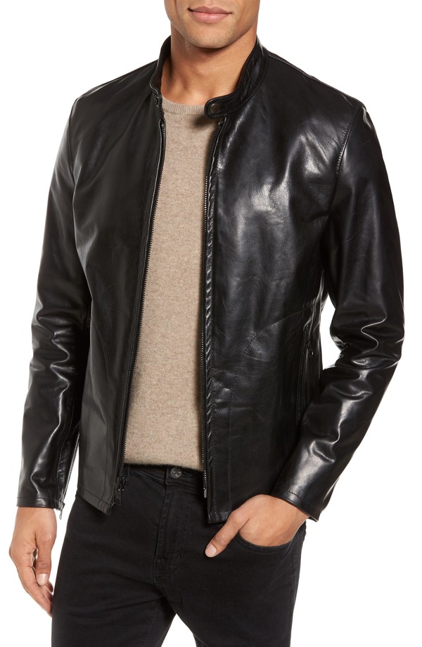 打つこと ニューヨーク州 メンズ アウター 上衣・上衣 なめし革 Schott NYCaf Racer Unlined Cowhide Leather Jacket Black 黒いこと