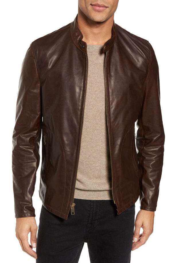 打つこと ニューヨーク州 メンズ アウター 上衣・上衣 なめし革 Schott NYCaf Racer Unlined Cowhide Leather Jacket Brown 赤銅色