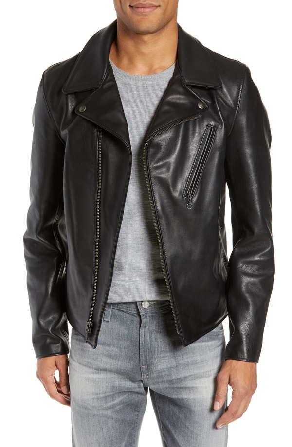 打つこと ニューヨーク州 メンズ アウター 上衣・上衣 なめし革 Schott NYC Waxy Cowhide Leather Moto Jacket Black 黒いこと