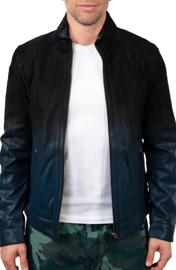 マセオ メンズ アウター ジャケット・ブルゾン レザー Maceoo Lambskin Leather Jacket Blue ブルー