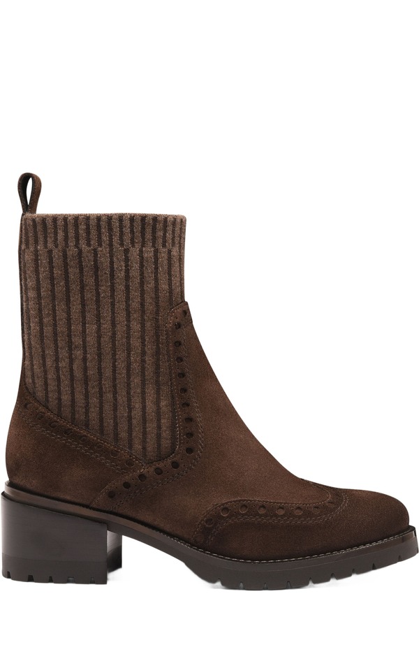 サントーニ レディース シューズ ブーツ・レインブーツ スエードクロス アンクル 踵 Santoni Women\u0027suede low-heel ankle boot Brown 赤銅色