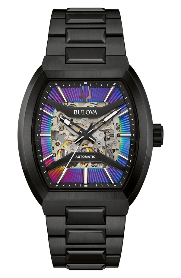 ブロバ メンズ アクセサリー 腕時計 BULOVA Maquina Rainbow Skeleton Dial Automatic Bracelet Watch, 40mm Black ブラック｜ReVida 店