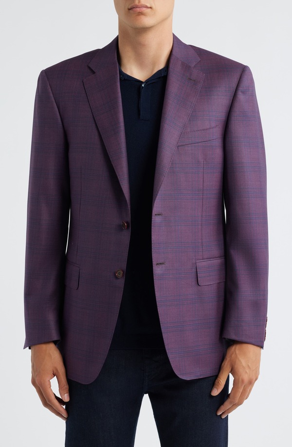 カナーリ メンズ アウター ジャケット・ブルゾン レギュラーフィット ウール コート Canali Siena Regular Fit Dark Purple Plaid Super 130s Wool Sport Coat Dark Red レッド