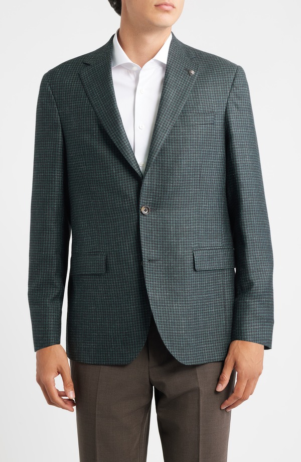 ジャックビクター メンズ アウター ジャケット・ブルゾン ウール シルク コート Jack Victor Midland Contemporary Fit Green Houndstooth Wool & Silk Blend Sport Coat Dark Olive オリーブ