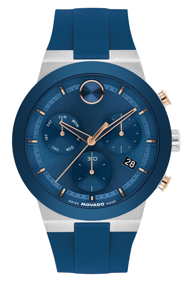 モバド メンズ アクセサリー 腕時計 Movado Bold Fusion Chronograph Silicone Strap Watch, 44.5mm Blue ブルー｜ReVida 店
