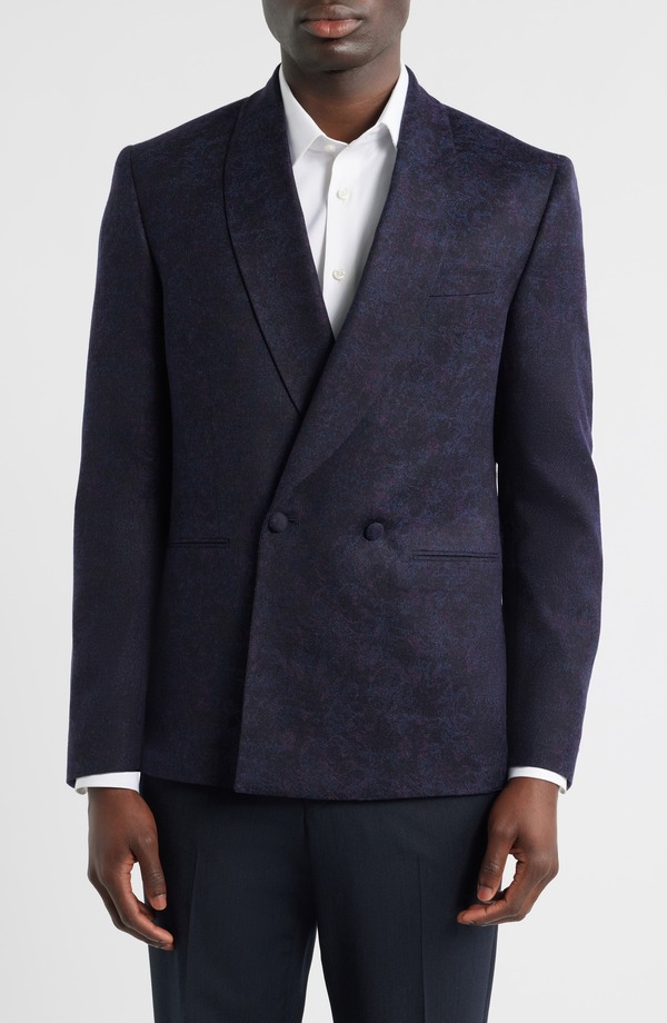 ジャックビクター メンズ アウター 上衣・上衣 羊毛 Jack Victor Ellis Purple Wool \u0026 Cashmere Shawl Collar Double Breastedinner Jacket Navy 米国海軍