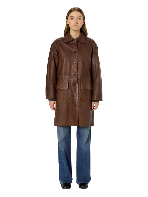 ジェラルド・ダレル レディース アウター ジャケット・ブルゾン レザー GERARDAREL Madyson Long Leather Jacket Cigar